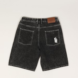 Hélas Dieu Grec Denim Shorts Wash Black